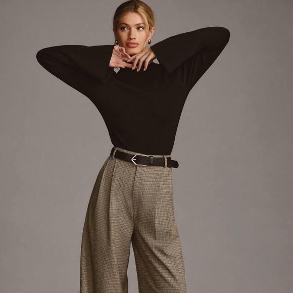 NWT Anthropologie Maeve Arlowe Black Mock Neck Bell Sleeve Sweater XS - Picture 3 of 4